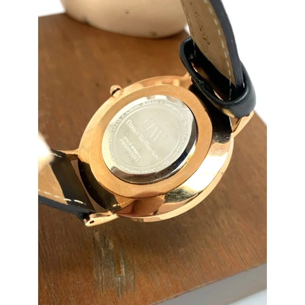 Daniel Wellington Women's Watch DW00100139 Rose Gold Black Leather Strap 36mm